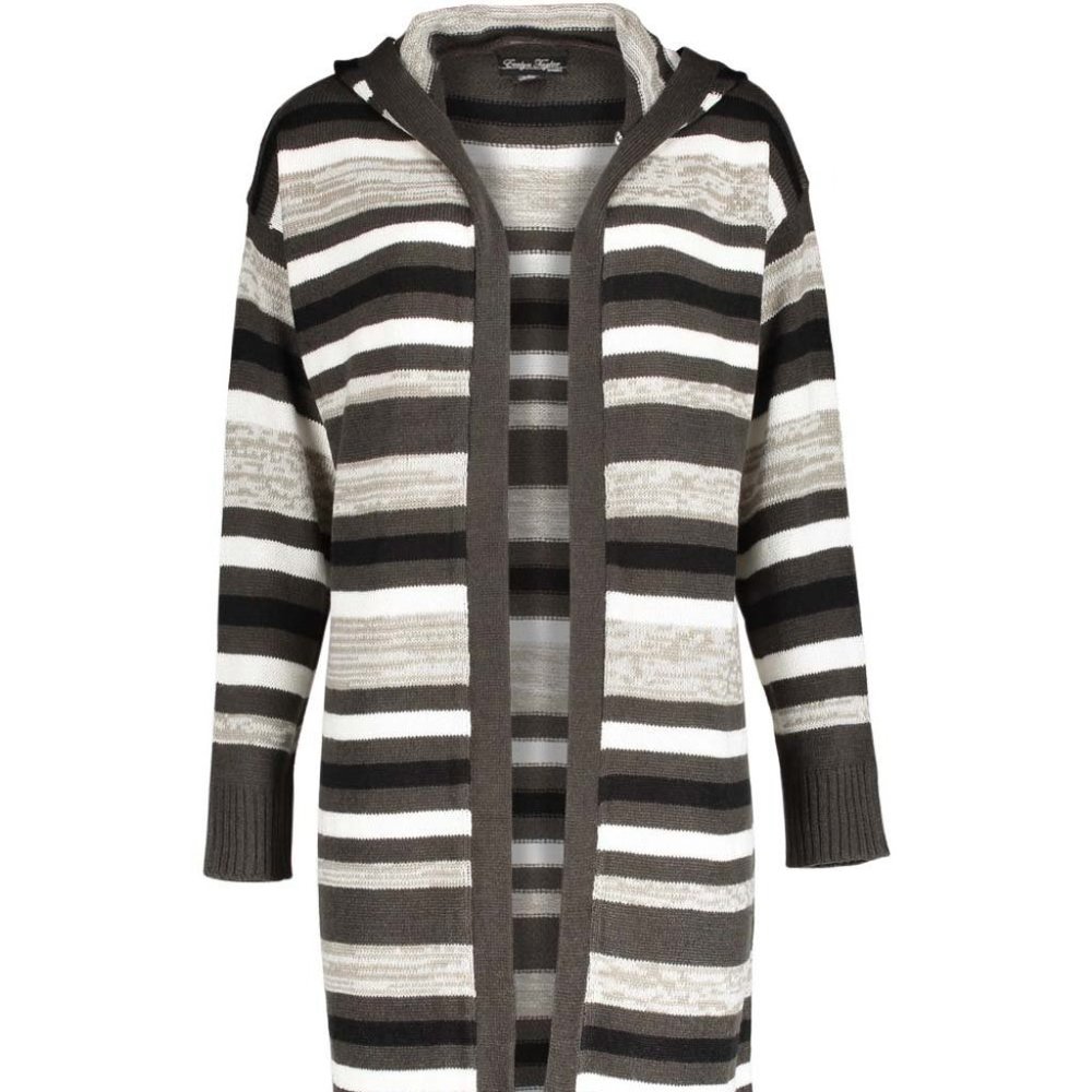 NWT Gray & White Stripe Hooded Cardigan - 1x